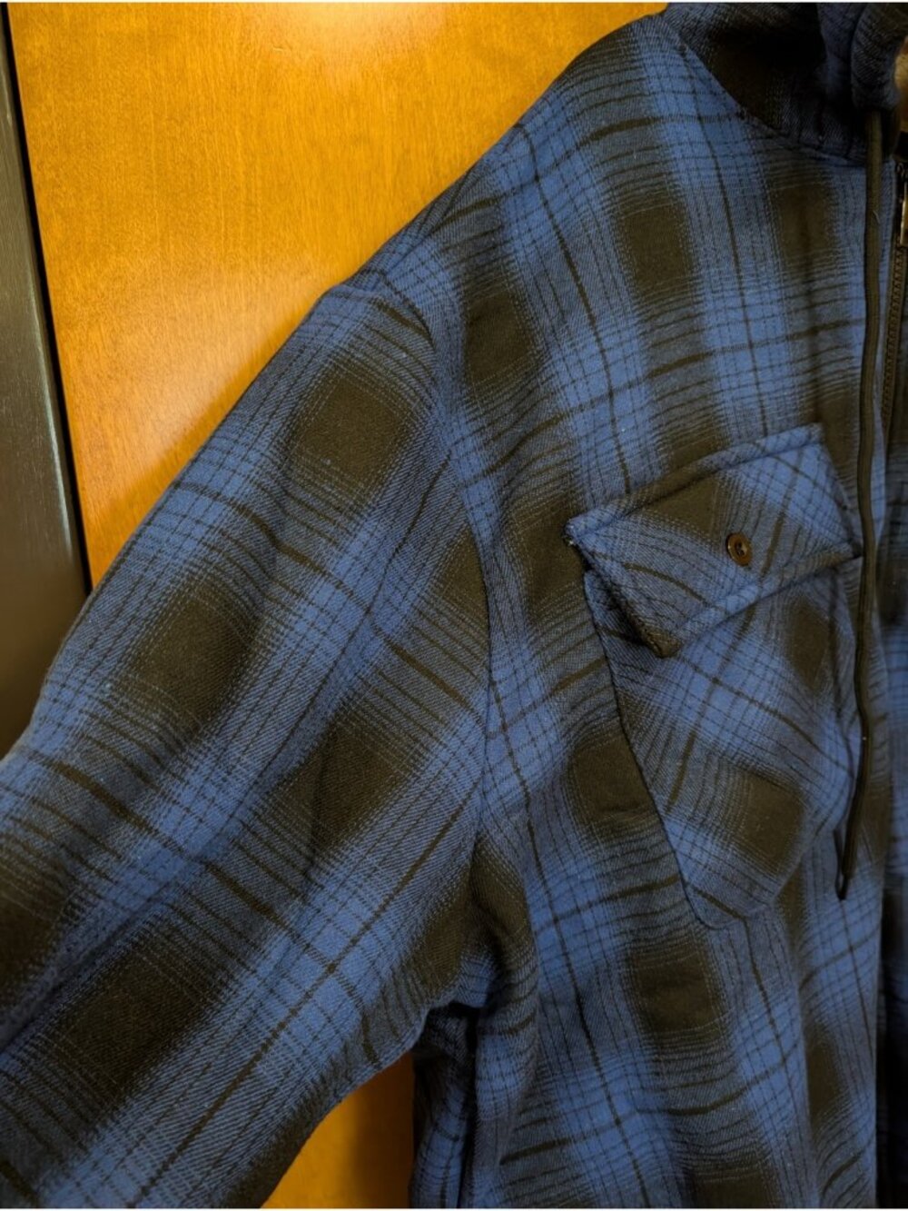 SONICDEGREE Jacket Men's 3XL Blue Black Long Sleeve Flannel Coat Fur Lined NWOT - Picture 5 of 10